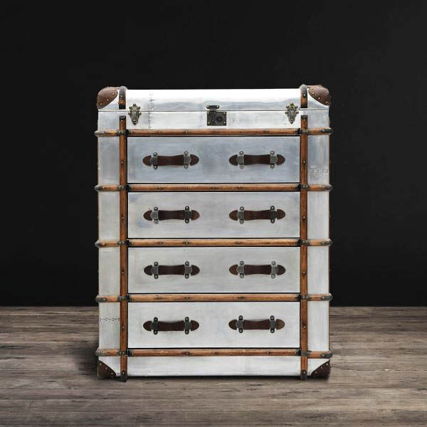 This Aviator drawer cabinet IIII (4 drawers) measures 125 height x 90 width x 55 depth.