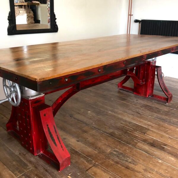 Red iron industrial table