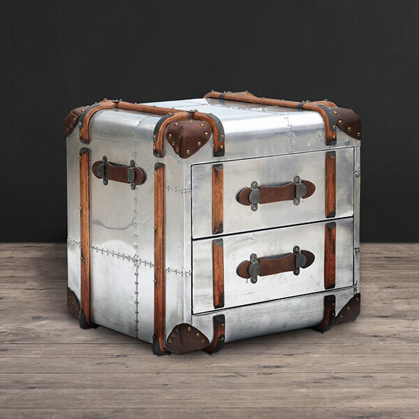 This Aviator sidetable of the Trunk collection measures 60 height x 60 width x 50 depth.