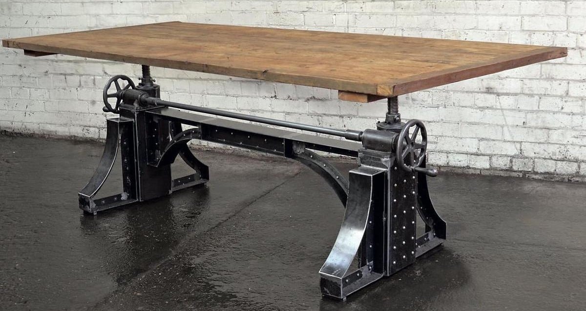 Opdraaibare tafel - Verstelbare tafel - Industriële tafel - Crank tafel.