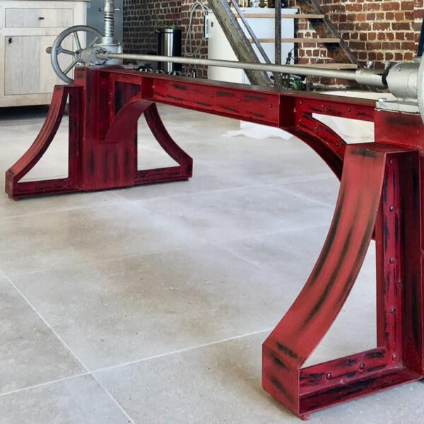 This table base is made of solid iron for the real deal industrial look