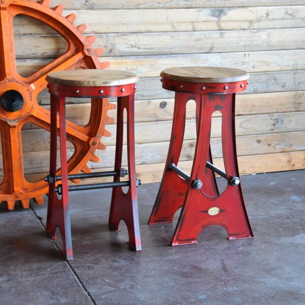 We use reclaimed iron for this industrial stool.