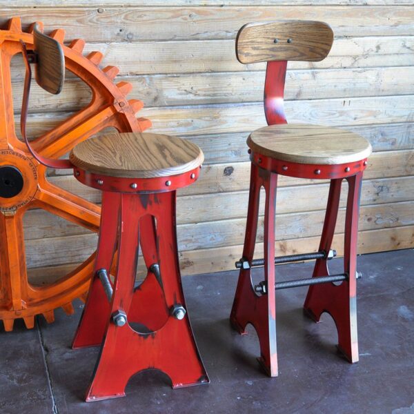 We use reclaimed iron for this industrial stool.